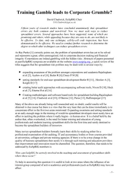 Training Gamble leads to Corporate Grumble?