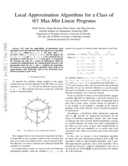 Local approximation algorithms for a class of 0/1 max-min linear
  programs