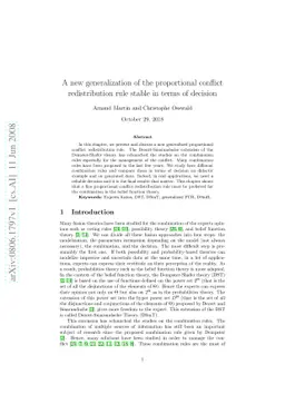 A new generalization of the proportional conflict redistribution rule
  stable in terms of decision