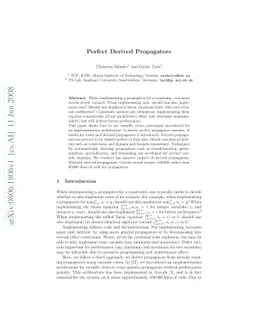 Perfect Derived Propagators