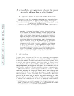 A probabilistic key agreement scheme for sensor networks without key
  predistribution