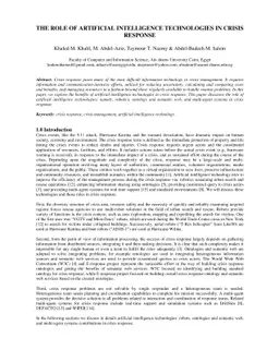 The Role of Artificial Intelligence Technologies in Crisis Response