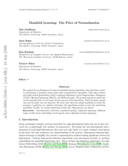 Manifold Learning: The Price of Normalization