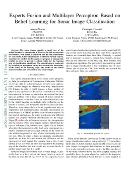 Experts Fusion and Multilayer Perceptron Based on Belief Learning for
  Sonar Image Classification