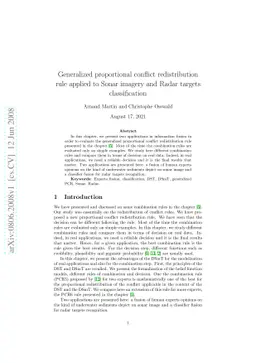 Generalized proportional conflict redistribution rule applied to Sonar
  imagery and Radar targets classification