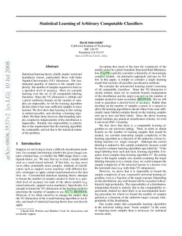 Statistical Learning of Arbitrary Computable Classifiers
