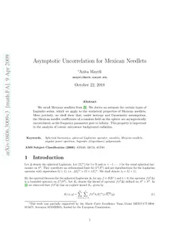 Asymptotic Uncorrelation for Mexican Needlets
