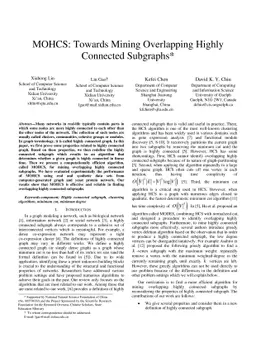 MOHCS: Towards Mining Overlapping Highly Connected Subgraphs