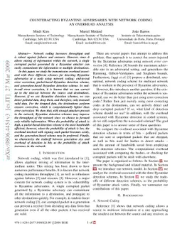 Counteracting Byzantine Adversaries with Network Coding: An Overhead
  Analysis