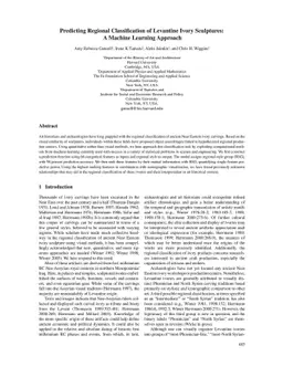 Predicting Regional Classification of Levantine Ivory Sculptures: A
  Machine Learning Approach
