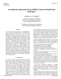 An Algebraic Approach for the MIMO Control of Small Scale Helicopter