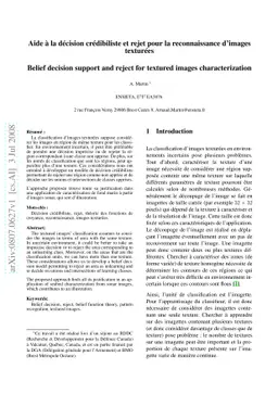 Belief decision support and reject for textured images characterization