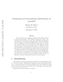 Comparing and interpolating distributions on manifold