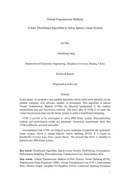 Virtual Transmission Method, A New Distributed Algorithm to Solve Sparse
  Linear System