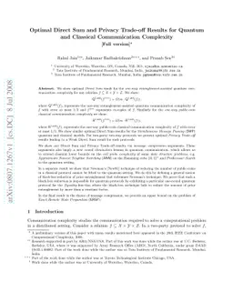 Optimal Direct Sum and Privacy Trade-off Results for Quantum and
  Classical Communication Complexity