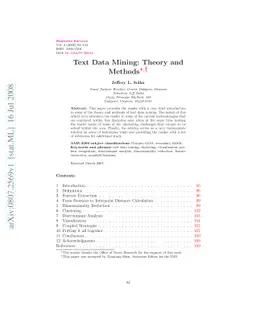 Text Data Mining: Theory and Methods