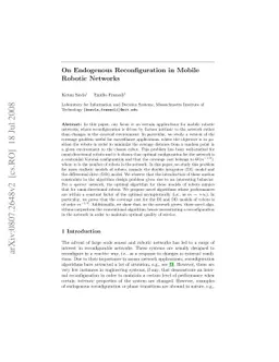 On Endogenous Reconfiguration in Mobile Robotic Networks