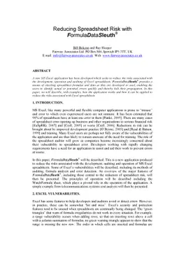 Reducing Spreadsheet Risk with FormulaDataSleuth