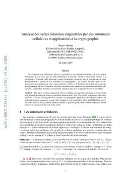 Analyse des suites aléatoires engendrées par des automates
  cellulaires et applications à la cryptographie