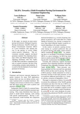 TuLiPA: Towards a Multi-Formalism Parsing Environment for Grammar
  Engineering