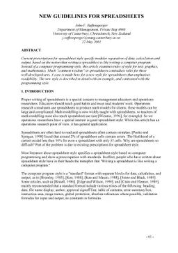 New Guidelines For Spreadsheets