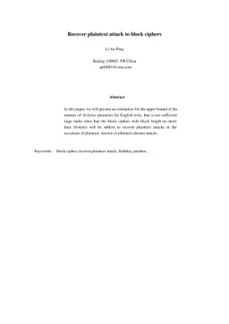 Recover plaintext attack to block ciphers