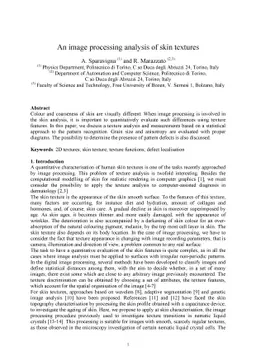 An image processing analysis of skin textures