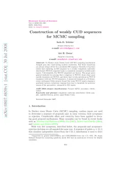 Construction of weakly CUD sequences for MCMC sampling