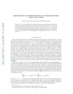 Decomposition of order statistics of semimartingales using local times