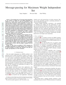 Message-passing for Maximum Weight Independent Set