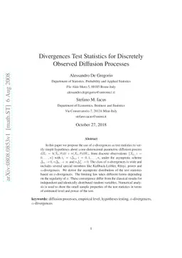 Divergences Test Statistics for Discretely Observed Diffusion Processes