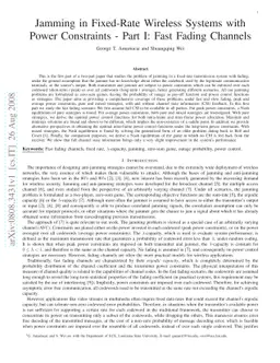 Jamming in Fixed-Rate Wireless Systems with Power Constraints - Part I:
  Fast Fading Channels
