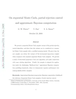 On sequential Monte Carlo, partial rejection control and approximate
  Bayesian computation
