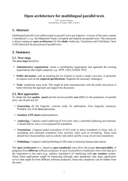 Open architecture for multilingual parallel texts