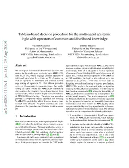 Tableau-based decision procedure for the multi-agent epistemic logic
  with operators of common and distributed knowledge