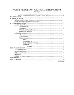 Agent Models of Political Interactions