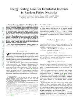 Energy Scaling Laws for Distributed Inference in Random Fusion Networks