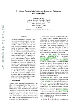A Uniform Approach to Analogies, Synonyms, Antonyms, and Associations