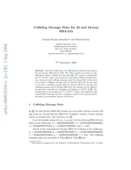 Colliding Message Pairs for 23 and 24-step SHA-512