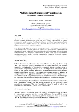 Metrics-Based Spreadsheet Visualization: Support for Focused Maintenance