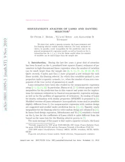 Simultaneous analysis of Lasso and Dantzig selector