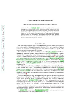 Exchangeable lower previsions