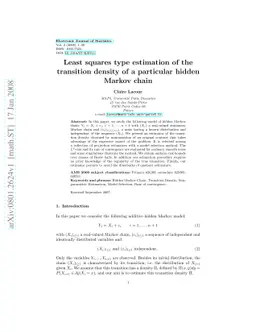 Least squares type estimation of the transition density of a particular
  hidden Markov chain