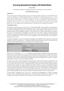 Ensuring Spreadsheet Integrity with Model Master