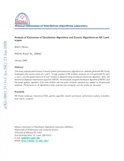 Analysis of Estimation of Distribution Algorithms and Genetic Algorithms
  on NK Landscapes