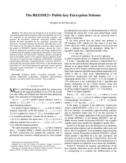 The REESSE2+ Public-key Encryption Scheme