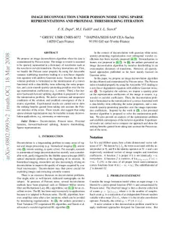 Image Deconvolution Under Poisson Noise Using Sparse Representations and
  Proximal Thresholding Iteration