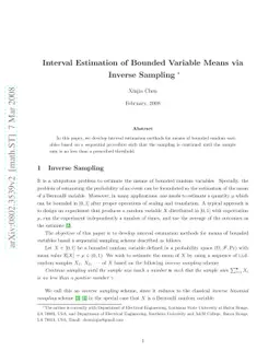 Interval Estimation of Bounded Variable Means via Inverse Sampling