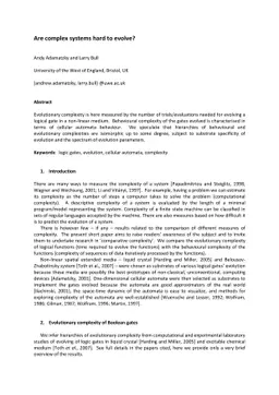 Are complex systems hard to evolve?