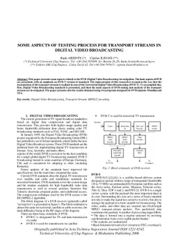 Some Aspects of Testing Process for Transport Streams in Digital Video
  Broadcasting